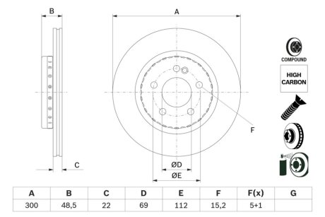 DB Диск гальмівний задній W205/W213 BOSCH 0986479H50