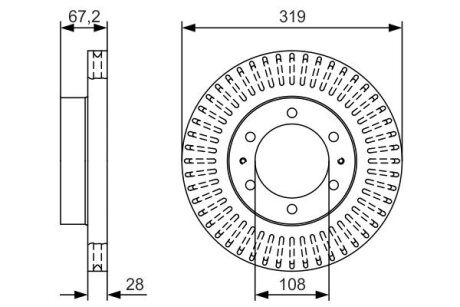 ДИСК ГАЛЬМIВНИЙ ПЕРЕДНIЙ BOSCH 0 986 479 T36