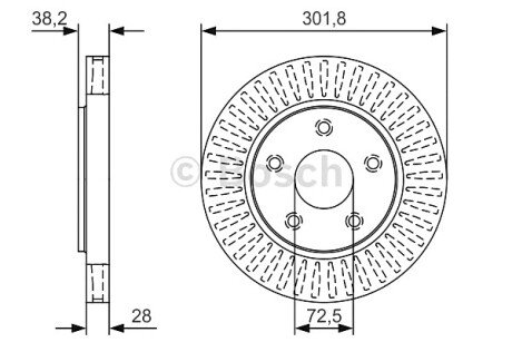 Гальмівний диск передн. CHRYSLER VOYAGER 00- BOSCH 0986479U45 (фото 1)