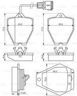 VW гальмівні колодки передні (з датчик.) Audi A8 2.5TDI/3.7 -02 BOSCH 0986494436