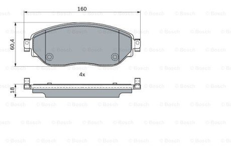 Комплект гальмівних колодок з 4 шт. дисків BOSCH 0986494741