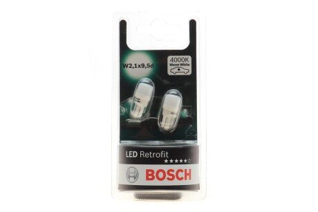 Автолампа світлодіодна 12V 1W W5W WARM к/т 2 шт BOSCH 1 987 301 506