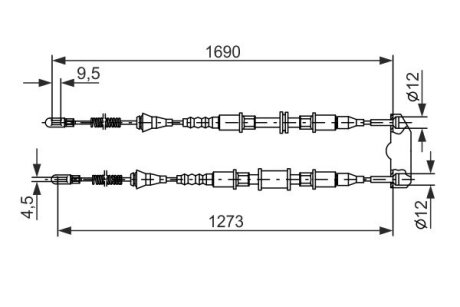 OPEL трос ручного гальма задній Astra 92- BOSCH 1987477129