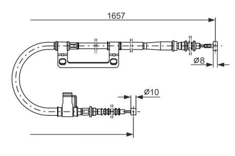 MAZDA трос ручного гальма лів.626 92- BOSCH 1987477502 (фото 1)