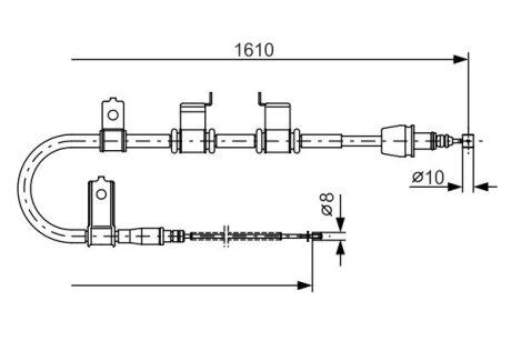 HYUNDAI трос ручного гальма лів.Getz BOSCH 1987482070