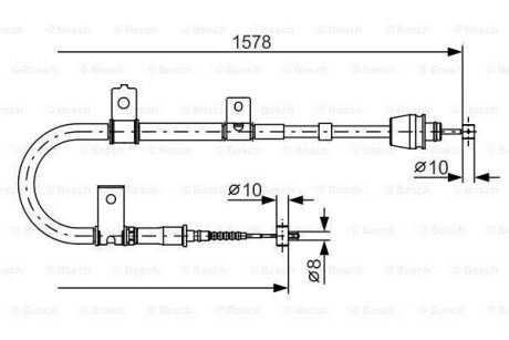 HYUNDAI трос ручного гальма прав.Elantra 00- BOSCH 1987482167