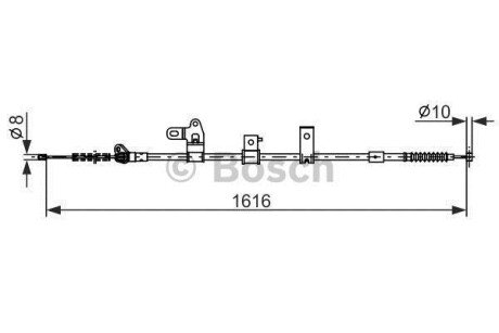 TOYOTA трос ручного гальма задн. лів. Corola -07 BOSCH 1987482307