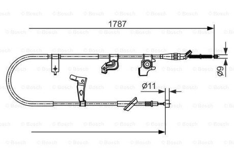 Трос ручного гальма лів. SUZUKI SX4 06- BOSCH 1987482435