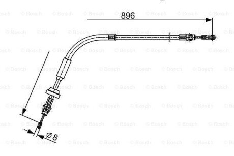 FORD Трос ручного гальма спереду 986/630mm,896/630mm Transit,Transit Custom 12- BOSCH 1987482543