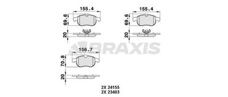 Гальмівні колодки комплект BRAXIS AA0487