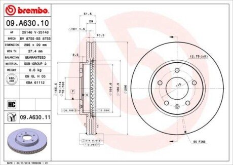 Диск гальмівний BREMBO 09.A630.10