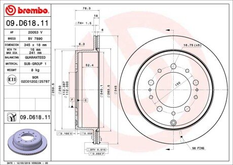 Brake disk BREMBO 09.D618.11