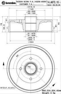 Гальмівний барабан BREMBO 14.A672.10