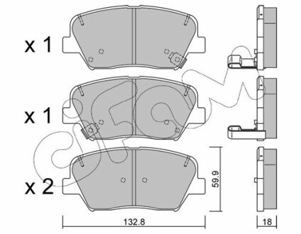 KIA колодки гальмівні передні CARENS IV 1.6, 1.7, 2.0 13-, HYUNDAI CIFAM 822-1026-0