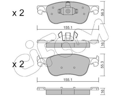 FORD Колодки гальмівні передні FIESTA VII (HJ, HF) 1.0 EcoBoost 17- CIFAM 822-1142-0