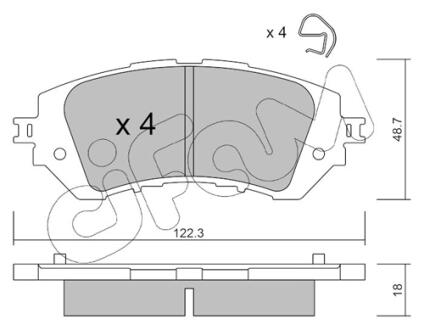 TOYOTA Комплект гальмівних колодок передні YARIS (_P15_) 1.2-1.5 13- CIFAM 822-1219-0