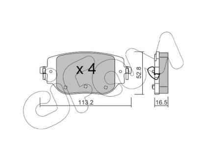 CITROEN Комплект гальмівних колодок задні JUMPY III 1.6 BlueHDi 115 16-, PEUGEOT, TOYOTA CIFAM 822-1346-0