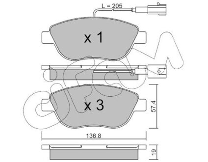 PEUGEOT Тормозные колодки передн.307 01-,Citroen Berlingo,Fiat Doblo (с датчиком) CIFAM 822-322-0