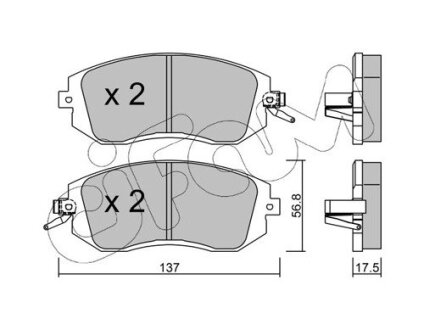 SUBARU гальмівні колодки передні Forester(SG) 2.0, 2.0S 02- Impreza, Legacy CIFAM 822-500-1