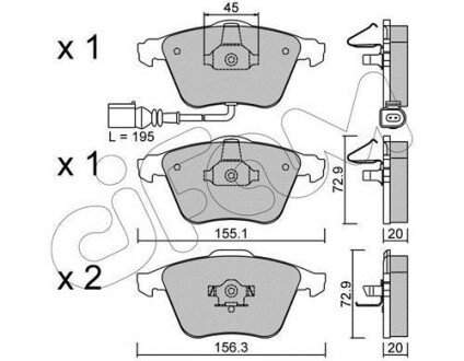 AUDI гальмівні колодки перед. A3/TT VW Golf V, Passat 05- SEAT Leon (з датчик.) CIFAM 822-549-2