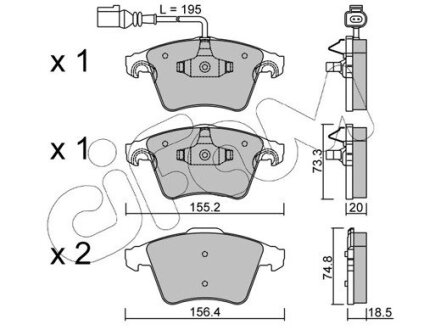 Тормозные колодки пер. VW T5 (с датч.) CIFAM 822-552-0