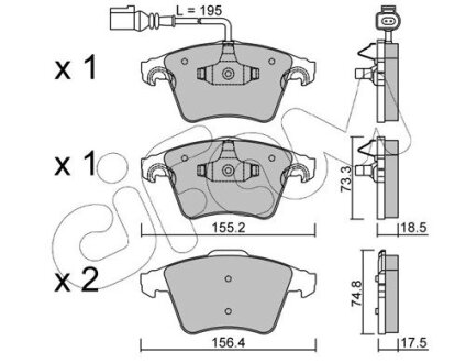 VW гальмівні колодки передні з датчик.T5 03- CIFAM 822-552-1