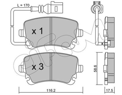 VW гальмівні колодки задн.Audi A4/A6/A8 04-T5 03- CIFAM 822-554-0 (фото 1)