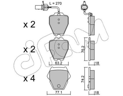 VW гальмівні колодки передн з датчик. Audi A4,6, Allroad 97- CIFAM 822-774-1 (фото 1)