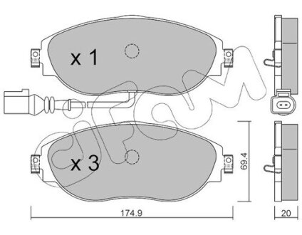 VW К-т передних торм. колодок Golf VII, Passat 10-, SKODA Octavia 12- CIFAM 822-952-0