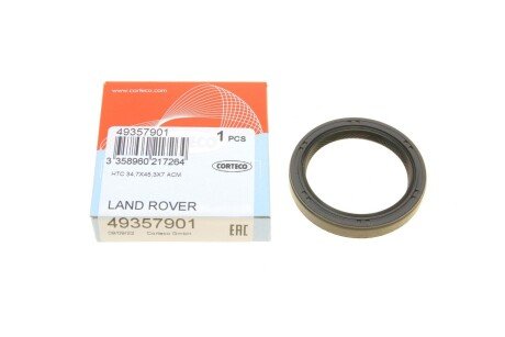 Сальник п/осі (34,7x45,3x7) LAND ROVER FREELANDER 2, RANGE ROVER EVOQUE 2.0/2.2D/3.2 10.06- CORTECO 49357901