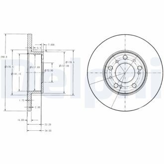 FIAT гальмівний диск передній Ducato TD 86- 290 16 14.8 Delphi BG2257