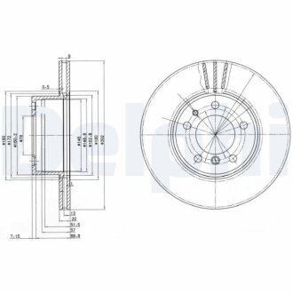 BMW диск гальм. передн. вентил. 5/7 серія (E32/E34) 88- (302*22) Delphi BG2433