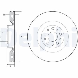 FIAT гальмівний диск передн.Doblo 10- (304.8*28) Delphi BG4556