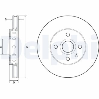 VW диск гальмівний передн.Up,Load,Skoda Citigo,Seat 11- Delphi BG4647C