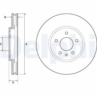 Диск гальм. передн. OPEL ASTRA J 10- Delphi BG4672C