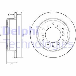 TOYOTA гальмівний диск задн.Land Cruiser Prado 2.7/4.0 10-,FJ Cruiser 06- Delphi BG4747C