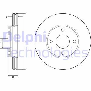 FORD Диск гальмівний передній FIESTA VII 1.0 EcoBoost 17-с Delphi BG4953C