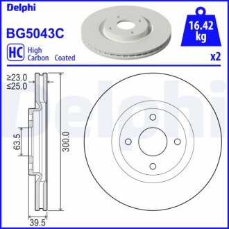 FORD Диск гальмівний передній ECOSPORT 1.0-1.5 13- Delphi BG5043C (фото 1)