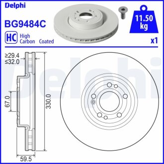 DB Гальмівний диск передн. GLE (V167) Delphi BG9484C