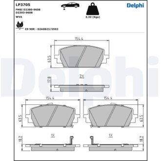 KIA Колодка гальмівні передні SORENTO IV Delphi LP3705