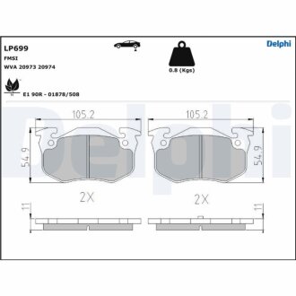 CITROEN гальмівні колодки задн. ZX 91-,Xsara,Peugeot 206-309,Renault 19,Clio,Megane I Delphi LP699 (фото 1)