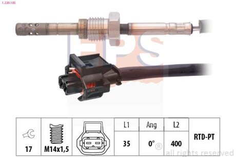 OPEL датчик температури ВГ Antara 2,0CDTi -11, CHEVROLET Captiva 2,0D 06- EPS 1.220.185 (фото 1)