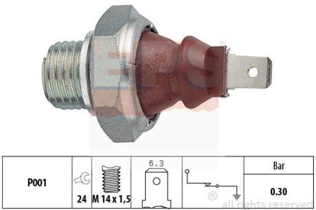 OPEL датчик тиск.мастила 0,3bar Ascona C,Kadett E,Omega A 3.0 EPS 1.800.023