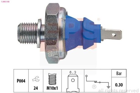 VW датчик тиску мастила (синій) VW 93- M10*1 (0.15-0.35bar) EPS 1.800.108