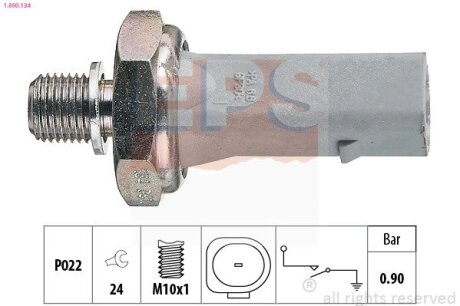 VW датчик тиску мастила Audi A4/5/6/8,Q5/7,Skoda SuperB,Golf IV,T5,Passat,Touareg 99- EPS 1.800.134