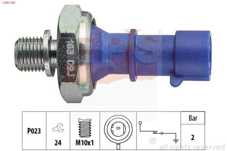 OPEL датчик тиску мастила Astra H 1,6 04-, (синій) (2bar) EPS 1.800.163