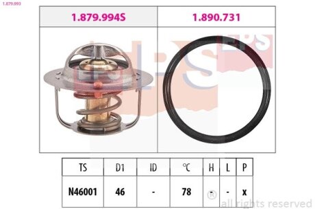 LEXUS Термостат без корпусу GS (_L1_) 200t (ARL10_) 15-, RX (_L2_) 300 (AGL20_) 17- EPS 1.879.993