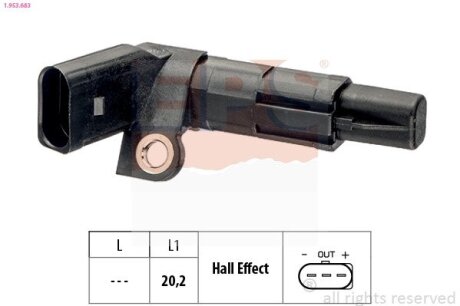 VW датчик імпульсів Polo 01-,Seat,Skoda Fabia I,II,Roomster EPS 1.953.683