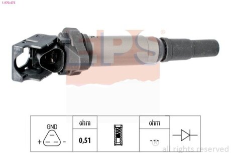 CITROEN котушка запалювання C4,C4 Grand Picasso,C5 III,DS4,5,Mini Cooper,Peugeot,BMW F20,F30 1.6 07- EPS 1.970.475