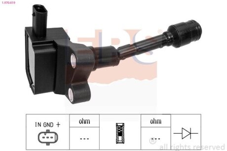 FORD Котушка запалювання B-Max,C-Max II,Fiesta,Focus III,Mondeo V,Transit Connect 1.0 EcoBoost 12- EPS 1.970.619